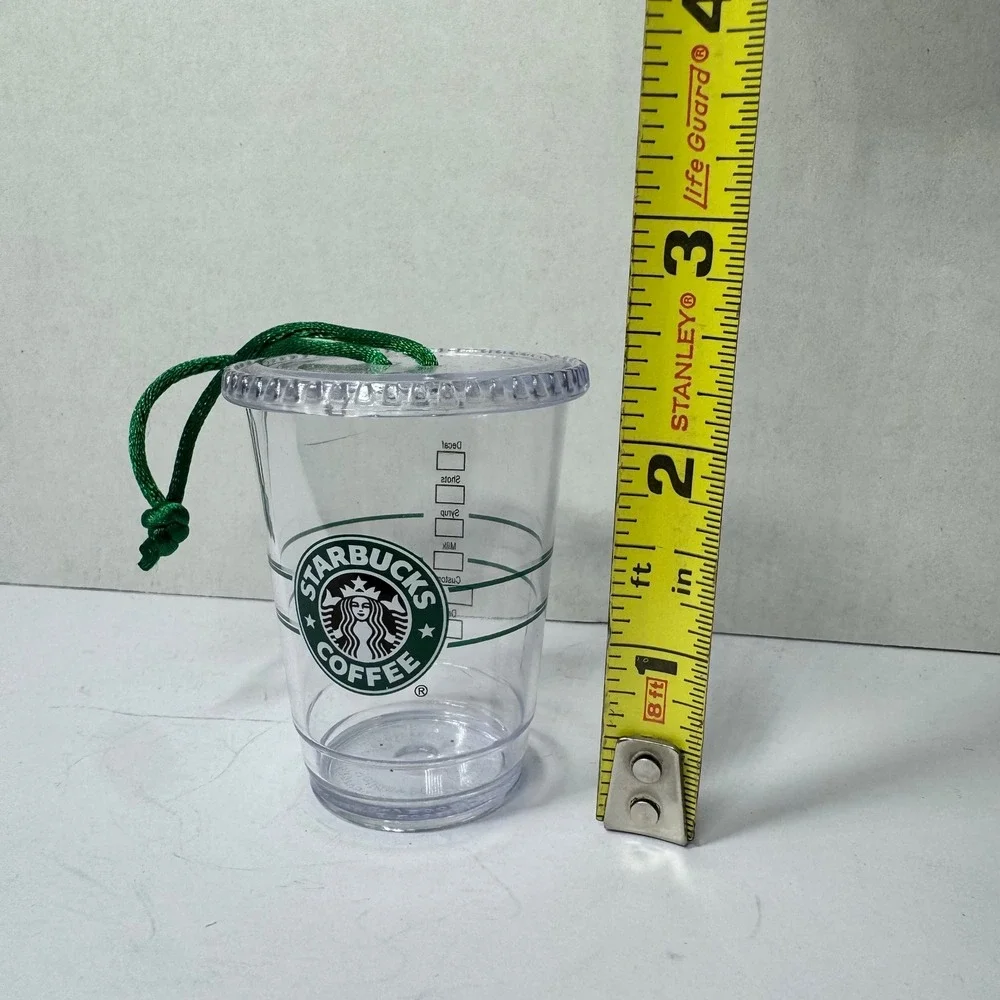 Starbucks Coffee 2009 Holiday Iced Cup Ornament‎ Clear Plastic Green Siren Logo